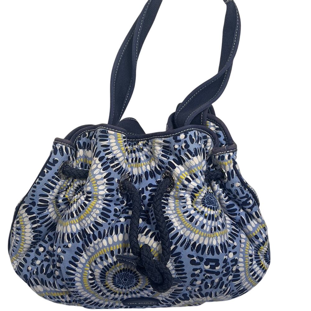 Vera Bradley Starry Night Blue Yellow White Thick Quilted Cloth Shoulder Bag
